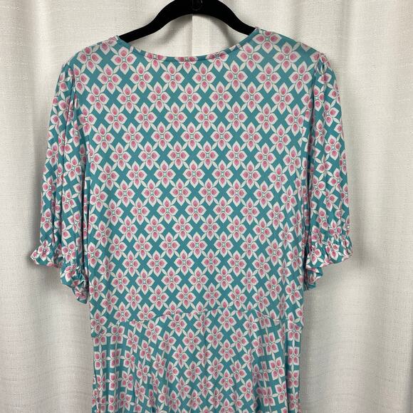 Boden Blue&Pink V Neck Jersey Midi Dress Sz.12L - Picture 10 of 13